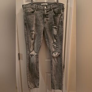 Pacsun Comfort Stretch Gray Distressed Skinny Denim Jeans. 